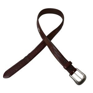 Vtg Justin Concho Mens Western Brown Leather Belt Size 38 Removable Buckle 732BD